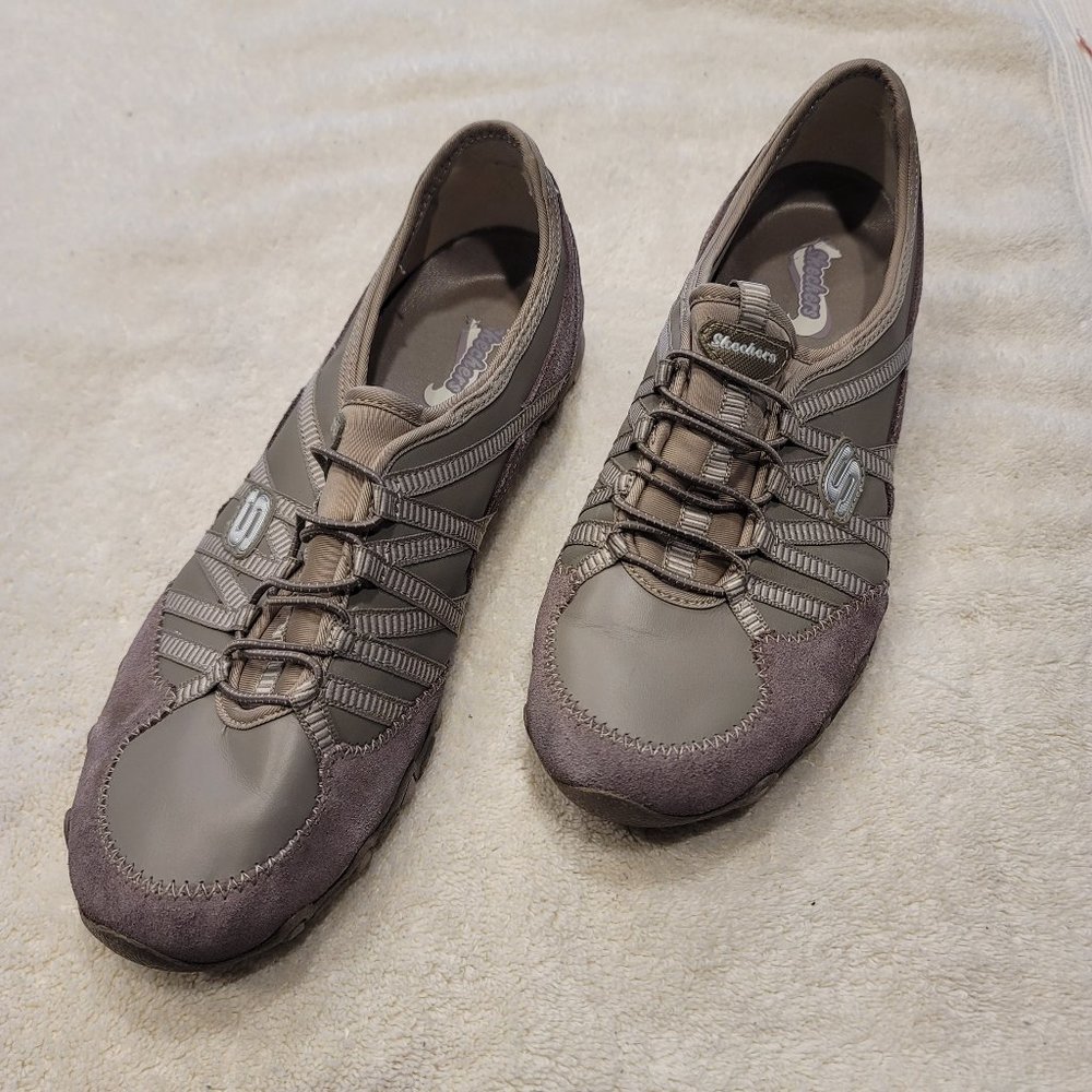 Skechers Women Slip On Sneaker Shoes Beige 10